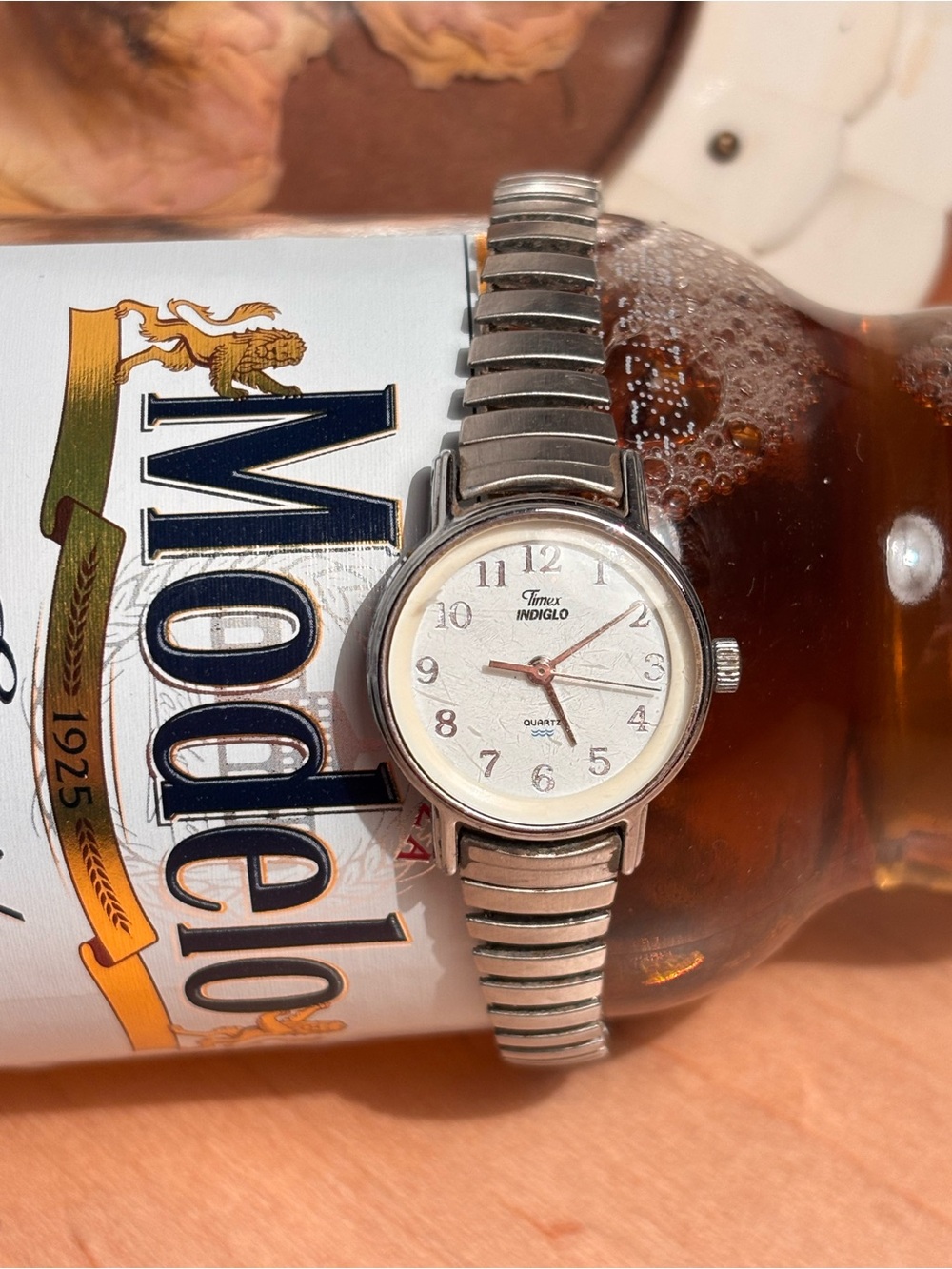 Timex Indiglo Silver Round Face Watch